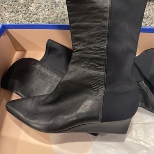 Stuart Weitzman black pointy toe over the knee boots leather